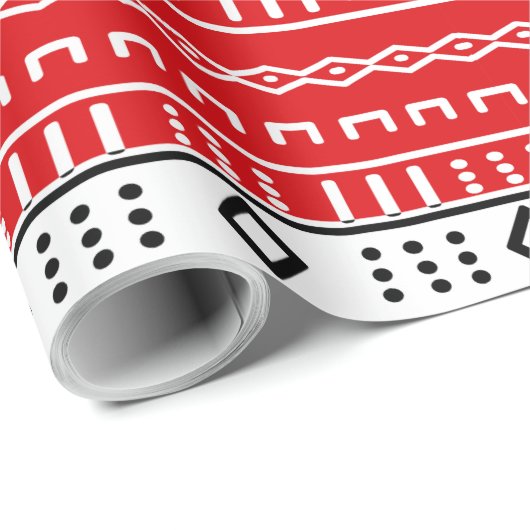 Red Modern Mudcloth Pattern Cadeaupapier (Rol Hoek)