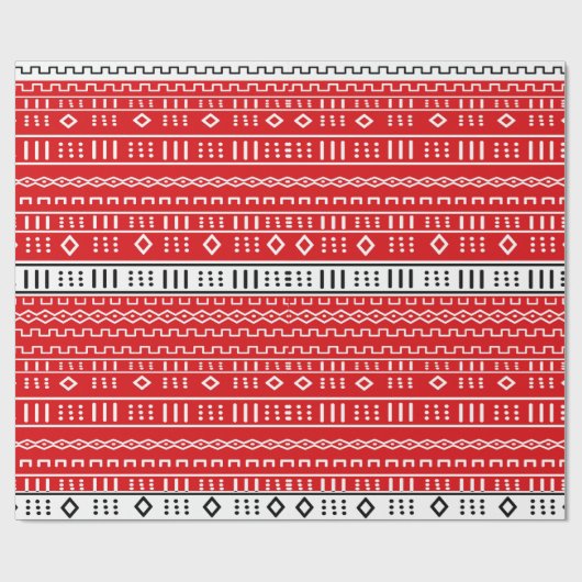 Red Modern Mudcloth Pattern Cadeaupapier (Vlak)