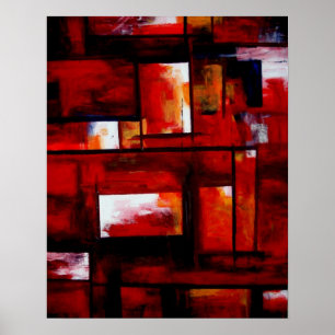 Red Modern Oriental Abstract Poster Print