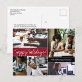 Red Modern Photo Collage Company Holiday Briefkaart (Voorkant / Achterkant)
