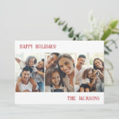 Red Modern Photo Collage Holiday Kaart met sneeuw (Staand voorkant)