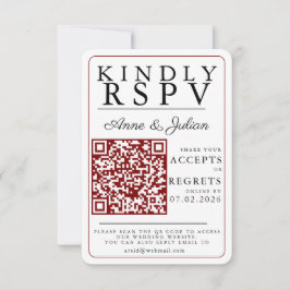 Red Modern Photo RSVP Insert QR Code Kaartje