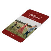 Red Modern Prettige feestdagen Aangepast fotojaar Magneet (Linkerzijde)