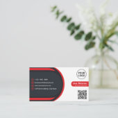 Red Modern Professional Corporate Scannable Visitekaartje (Staand voorkant)