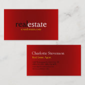 Red Modern Real Estate Agent Trendy Professional Visitekaartje (Voorkant / Achterkant)