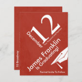 Red Modern Retro Save the Date Afstuderen Uitnodiging Briefkaart (Voorkant / Achterkant)