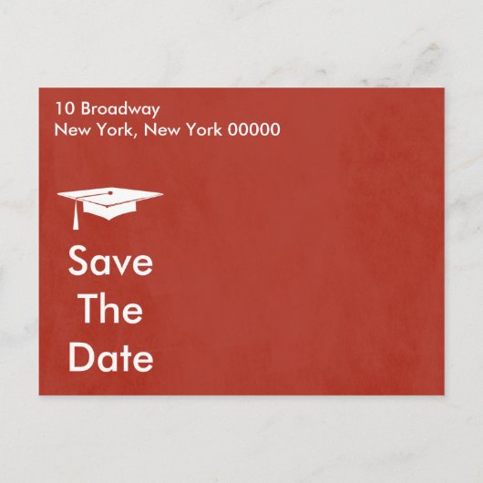 Red Modern Retro Save the Date Afstuderen Uitnodiging Briefkaart (Achterkant)