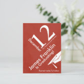 Red Modern Retro Save the Date Afstuderen Uitnodiging Briefkaart (Staand voorkant)