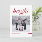 Red Modern Script Bright dagen vóór foto Feestdagenkaart (Staand voorkant)