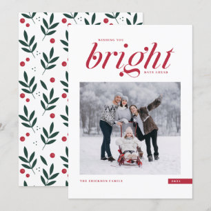 Red Modern Script Bright dagen vóór foto Feestdagenkaart