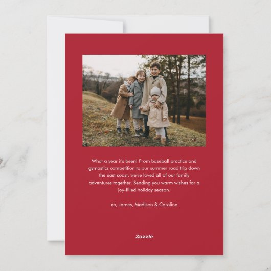 Red Modern Script Merry Christmas Arch 2 Foto Feestdagenkaart (Achterkant)