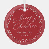 Red Modern script Merry Kerstfeestay Glas Ornament (Voorkant)