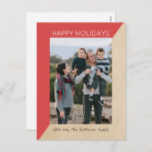 Red Modern Slant Holiday Photo Briefkaart (Voorkant / Achterkant)