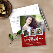 Red Modern stijlvol elk jaar Afstuderen 4 Foto Briefkaart