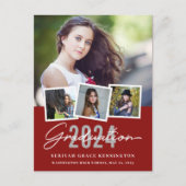 Red Modern stijlvol elk jaar Afstuderen 4 Foto Briefkaart (Voorkant)