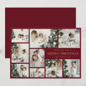 Red Modern Stijlvolle Multi Photo Grid Holiday Kaa Feestdagenkaart (Voorkant / Achterkant)
