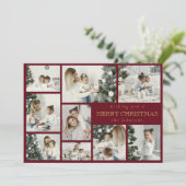 Red Modern Stijlvolle Multi Photo Grid Holiday Kaa Feestdagenkaart (Staand voorkant)