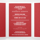 Red Modern Textured Photo Afstuderen Drieluik Uitnodiging (Binnenkant midden)