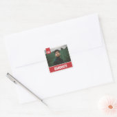 Red Modern Textured Photo Afstuderen Vierkante Sticker (Envelop)