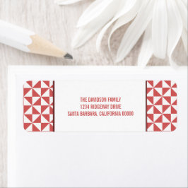 Red Modern Triangles Holiday Adresetiketten Etiket