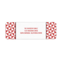 Red Modern Triangles Holiday Adresetiketten