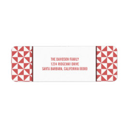 Red Modern Triangles Holiday Adresetiketten Etiket