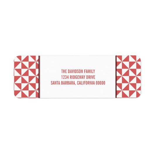 Red Modern Triangles Holiday Adresetiketten Etiket (Voorkant)
