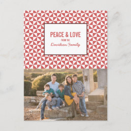 Red Modern Triangles Holiday Photo Briefkaart