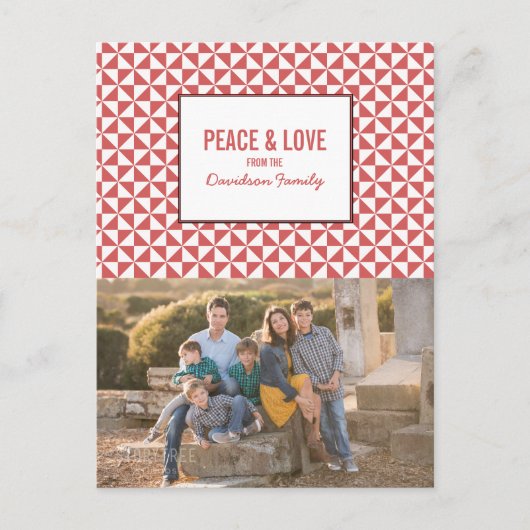 Red Modern Triangles Holiday Photo Briefkaart (Voorkant)