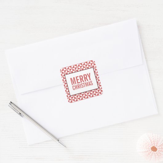Red Modern Triangles Holiday Stickers (Envelop)