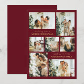Red Modern Typografie Photo Collage Kerstmis Feestdagenkaart (Voorkant / Achterkant)
