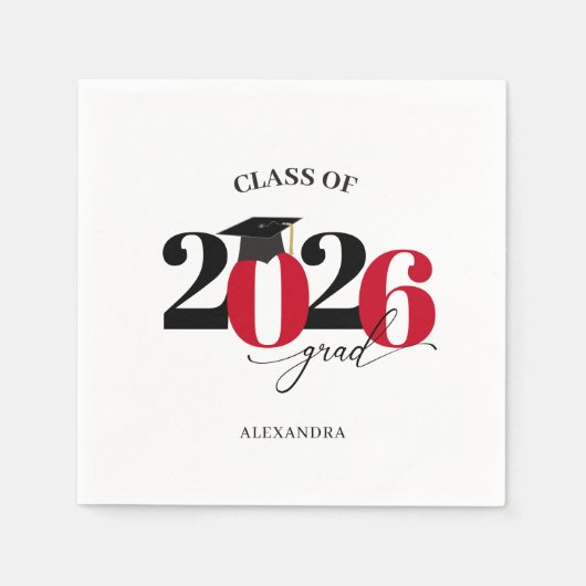 Red Modern Typography Class of 2025 Afstuderen Servet (Voorkant)