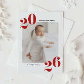 Red Modern Typography Happy New Year 2022 Photo Feestdagenkaart