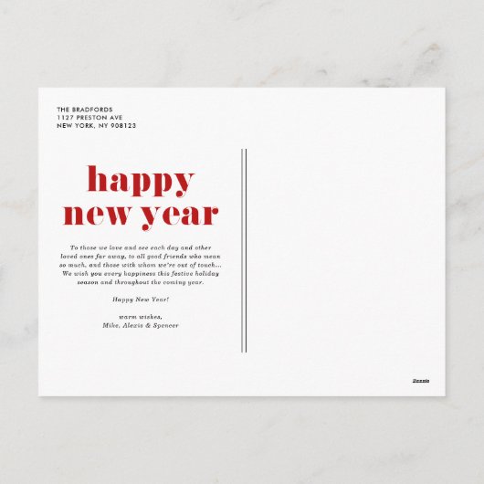 Red Modern Typography Happy New Year 2022 Photo Feestdagenkaart (Achterkant)