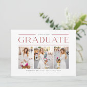 Red Modern Typography Photo Collage Afstuderen Kaart (Staand voorkant)