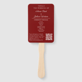 Red Modern Wedding Ceremony Program Hand fans Handwaaier