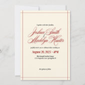 Red Modern Wedding Invitation Sjabloon Kaart (Achterkant)