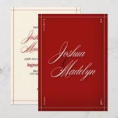 Red Modern Wedding Invitation Sjabloon Kaart (Voorkant / Achterkant)