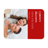 Red Modern Wedding Save the Date Magneet (Horizontaal)