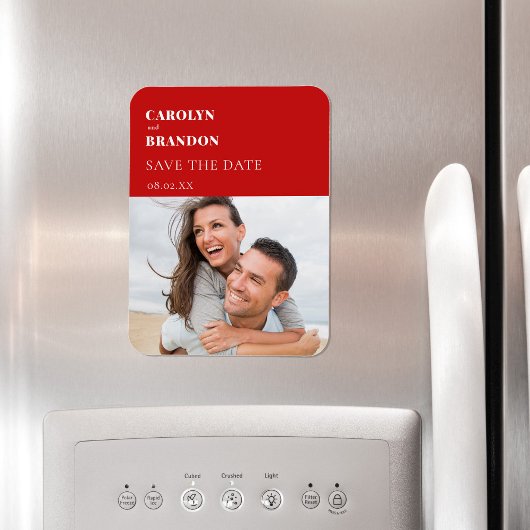 Red Modern Wedding Save the Date Magneet