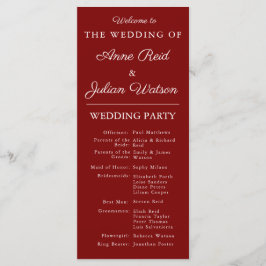 Red Modern  Wedding Timeline and Party QR Code Programmakaart