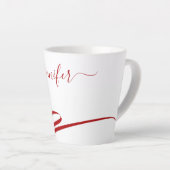 Red Modern White Accent Latte Latte Mok (Rechterhoek)
