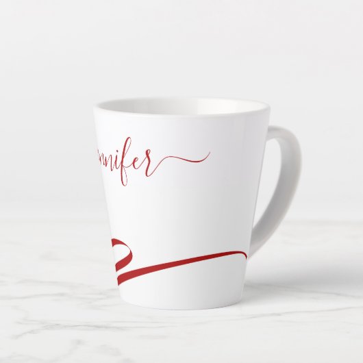 Red Modern White Accent Latte Latte Mok (Rechterhoek)