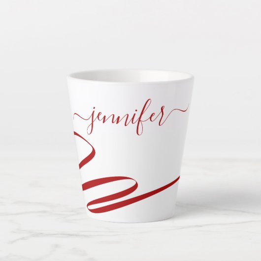 Red Modern White Accent Latte Latte Mok (Voorkant)