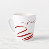 Red Modern White Accent Latte Mok (Linkerhoek)
