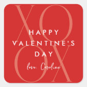 Red Modern XOXO-Valentijnsdag Vierkante Sticker (Voorkant)