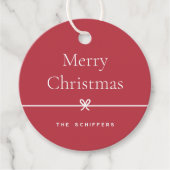 Red | Moderne boog eenvoudige minimale kerst Bedankjes Labels (Voorkant)