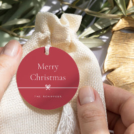 Red | Moderne boog eenvoudige minimale kerst Bedankjes Labels