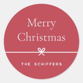 Red | Moderne boog eenvoudige minimale kerst Ronde Sticker (Voorkant)