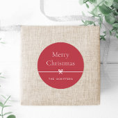 Red | Moderne boog eenvoudige minimale kerst Ronde Sticker